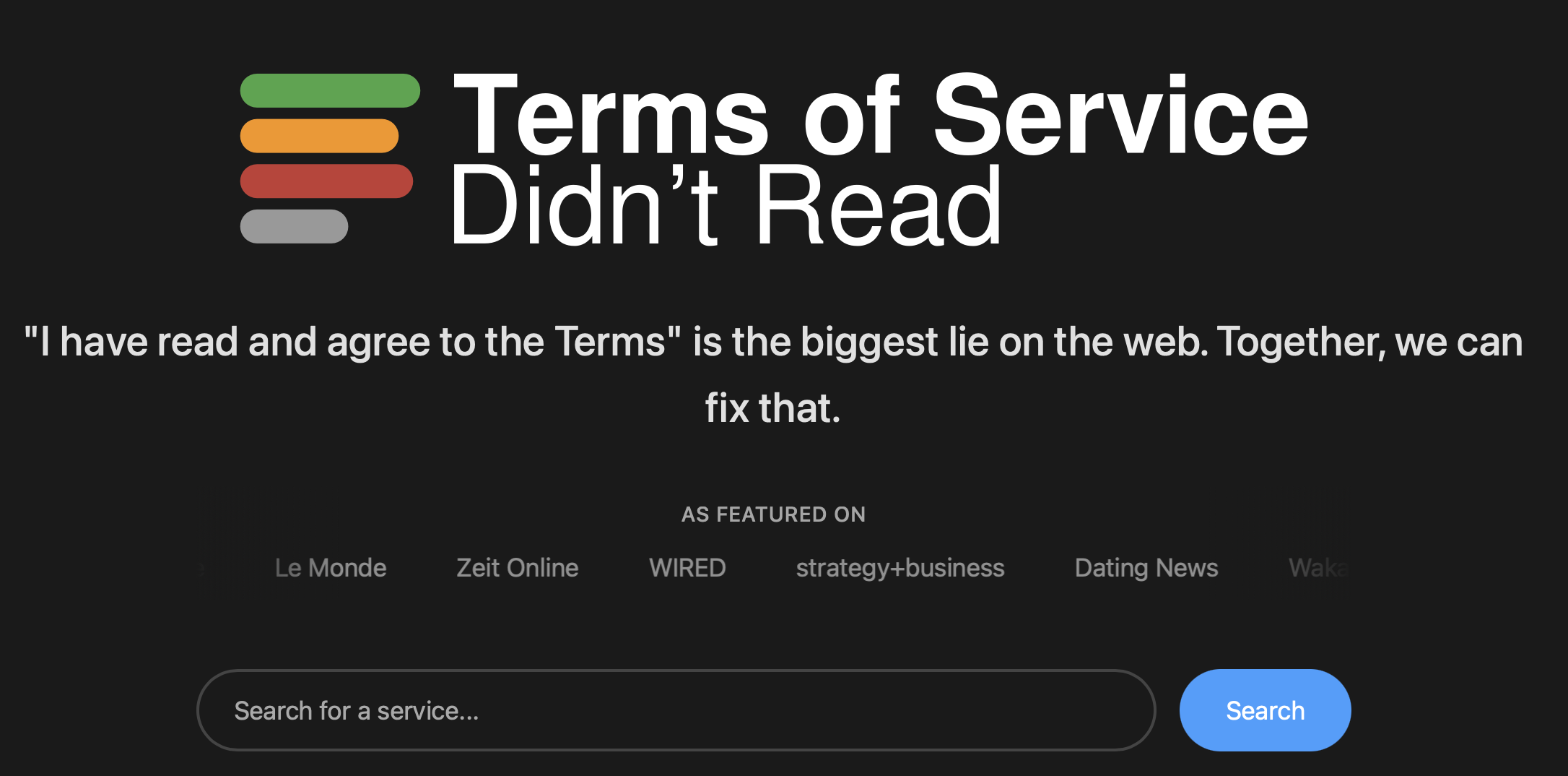 ToS;DR website screenshot